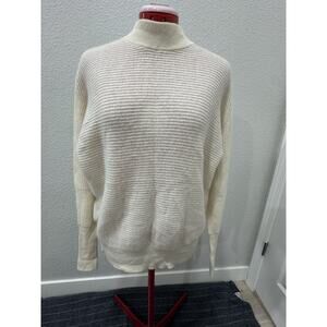 RACHEL ZOE 100% Cashmere Ribbed Knit Cream Sweater Sz Small